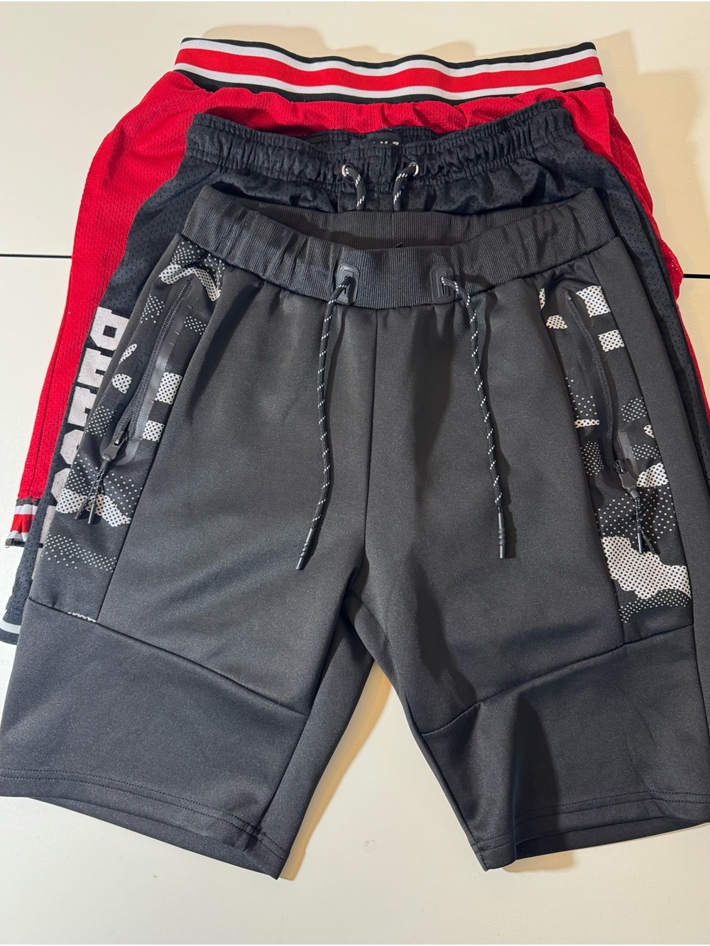 Boy’s Black Athletic Drawstring Shorts - Casual Performance- Medium